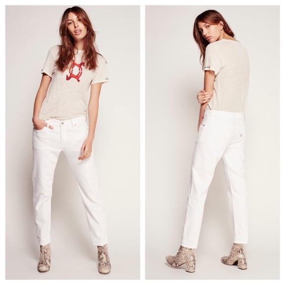 Levi’s 501 CT White Boyfriend Jeans Size * 8/29 * Button Fly Selvedge ct EUC - Picture 1 of 10